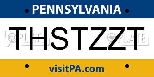 THSTZZT Pennsylvania License Plate