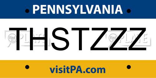 THSTZZZ Pennsylvania License Plate