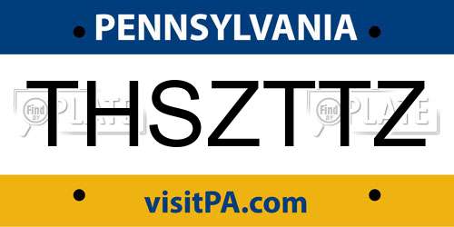 THSZTTZ Pennsylvania License Plate