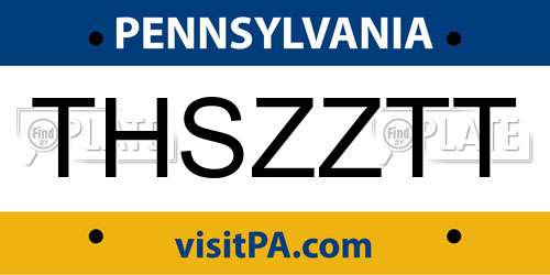 THSZZTT Pennsylvania License Plate