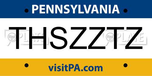 THSZZTZ Pennsylvania License Plate