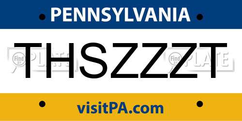 THSZZZT Pennsylvania License Plate