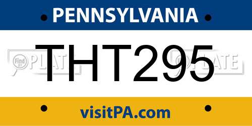 THT295 Pennsylvania License Plate