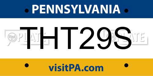 THT29S Pennsylvania License Plate