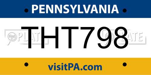 THT798 Pennsylvania License Plate