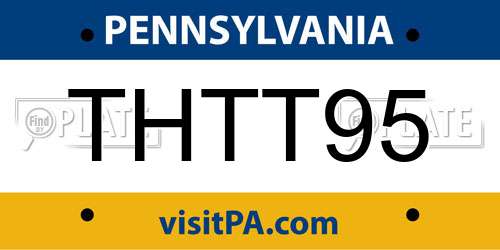 THTT95 Pennsylvania License Plate