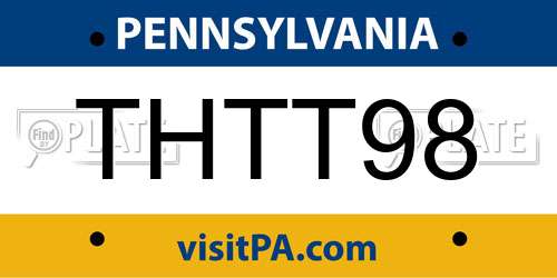 THTT98 Pennsylvania License Plate