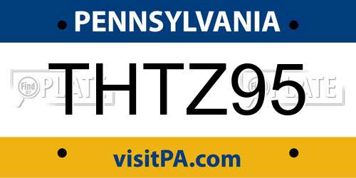 THTZ95 Pennsylvania License Plate