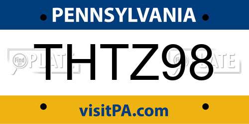 THTZ98 Pennsylvania License Plate