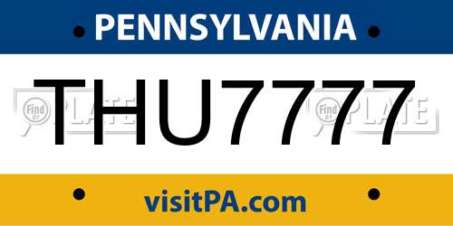 THU7777 Pennsylvania License Plate