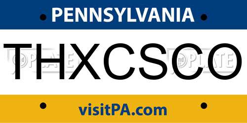 THXCSCO Pennsylvania License Plate