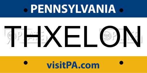 THXELON Pennsylvania License Plate