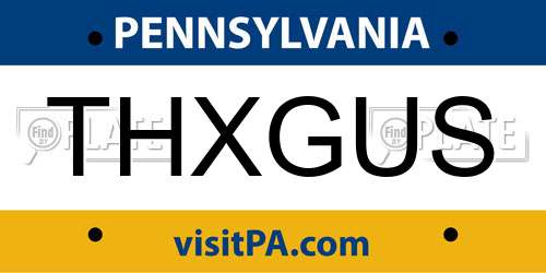 THXGUS Pennsylvania License Plate