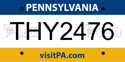 THY2476 Pennsylvania License Plate