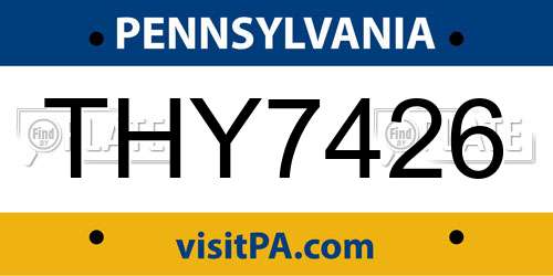 THY7426 Pennsylvania License Plate