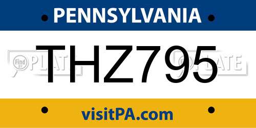 THZ795 Pennsylvania License Plate