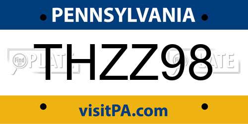 THZZ98 Pennsylvania License Plate