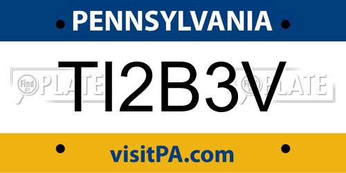 TI2B3V Pennsylvania License Plate