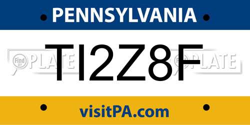 TI2Z8F Pennsylvania License Plate
