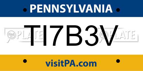 TI7B3V Pennsylvania License Plate