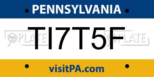 TI7T5F Pennsylvania License Plate