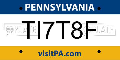TI7T8F Pennsylvania License Plate
