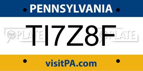 TI7Z8F Pennsylvania License Plate
