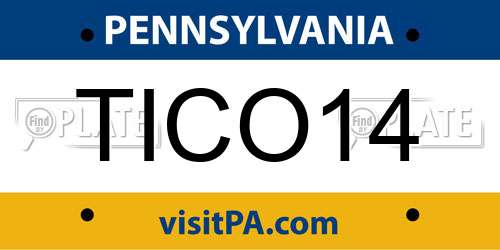 TICO14 Pennsylvania License Plate