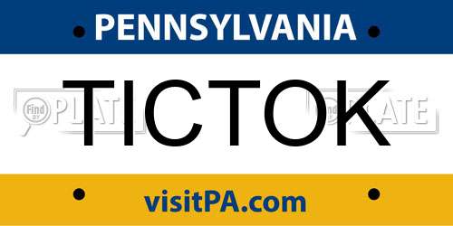 TICTOK Pennsylvania License Plate