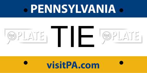 TIE Pennsylvania License Plate