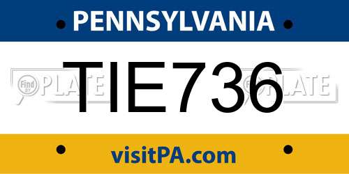 TIE736 Pennsylvania License Plate