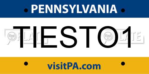 TIESTO1 Pennsylvania License Plate