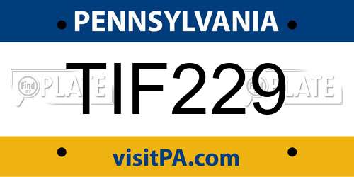 TIF229 Pennsylvania License Plate