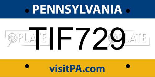 TIF729 Pennsylvania License Plate
