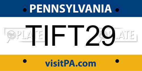 TIFT29 Pennsylvania License Plate