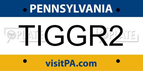 TIGGR2 Pennsylvania License Plate