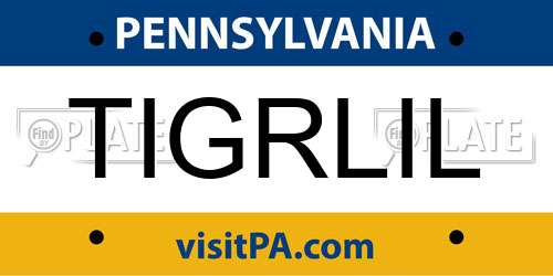 TIGRLIL Pennsylvania License Plate
