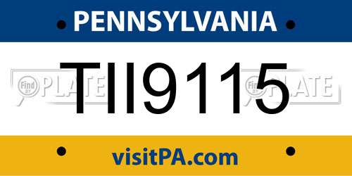 TII9115 Pennsylvania License Plate
