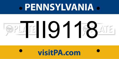 TII9118 Pennsylvania License Plate