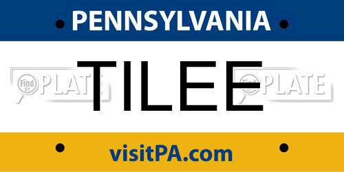 TILEE Pennsylvania License Plate