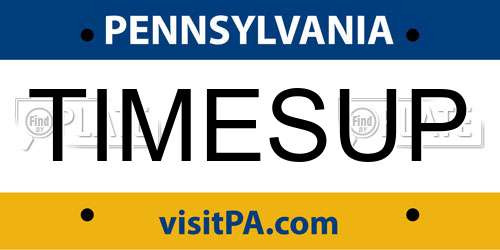 TIMESUP Pennsylvania License Plate