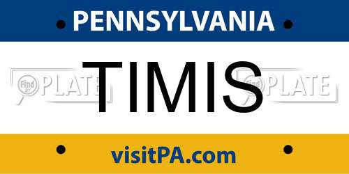 TIMIS Pennsylvania License Plate