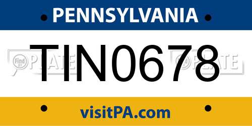 TIN0678 Pennsylvania License Plate