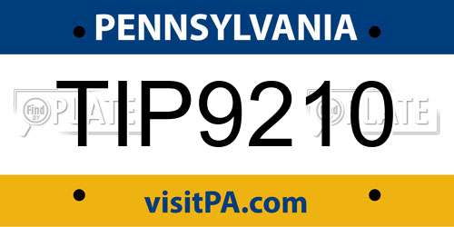 TIP9210 Pennsylvania License Plate