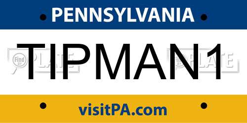 TIPMAN1 Pennsylvania License Plate