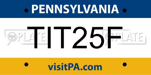 TIT25F Pennsylvania License Plate