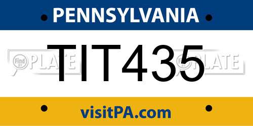 TIT435 Pennsylvania License Plate