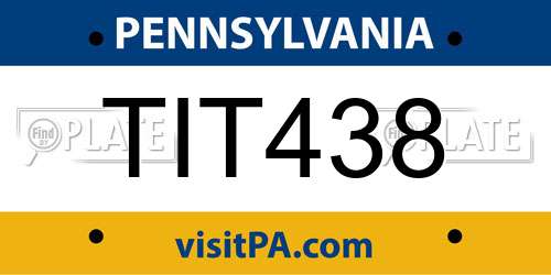 TIT438 Pennsylvania License Plate