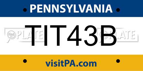 TIT43B Pennsylvania License Plate