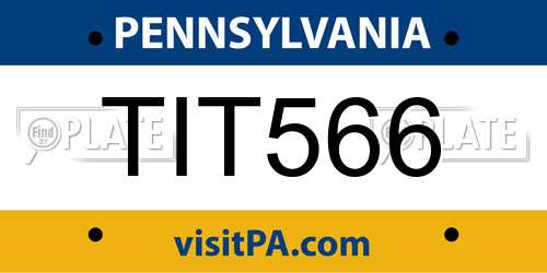 TIT566 Pennsylvania License Plate